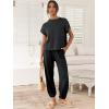 imageCaracilia Womens Two Piece Outfits Knit Sweater Sets Matching Lounge Set Sweatsuit Tracksuit Summer Trendy Clothes Black S