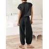 imageCaracilia Womens Two Piece Outfits Knit Sweater Sets Matching Lounge Set Sweatsuit Tracksuit Summer Trendy Clothes Black S