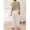 imageCaracilia Womens Two Piece Outfits Knit Sweater Sets Matching Lounge Set Sweatsuit Tracksuit Summer Trendy Clothes Khaki White M
