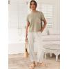 imageCaracilia Womens Two Piece Outfits Knit Sweater Sets Matching Lounge Set Sweatsuit Tracksuit Summer Trendy Clothes Khaki White M