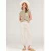 imageCaracilia Womens Two Piece Outfits Knit Sweater Sets Matching Lounge Set Sweatsuit Tracksuit Summer Trendy Clothes Khaki White M
