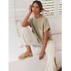 imageCaracilia Womens Two Piece Outfits Knit Sweater Sets Matching Lounge Set Sweatsuit Tracksuit Summer Trendy Clothes Khaki White M