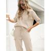 imageCaracilia Womens Two Piece Outfits Sweater Sets Long Sleeve Knit Tops Matching Cargo Jogger Pants 2025 Fall Lounge SetsApricot