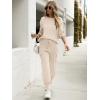 imageCaracilia Womens Two Piece Outfits Sweater Sets Long Sleeve Knit Tops Matching Cargo Jogger Pants 2025 Fall Lounge SetsApricot
