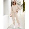 imageCaracilia Womens Two Piece Outfits Sweater Sets Long Sleeve Knit Tops Matching Cargo Jogger Pants 2025 Fall Lounge SetsApricot