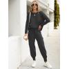 imageCaracilia Womens Two Piece Outfits Sweater Sets Long Sleeve Knit Tops Matching Cargo Jogger Pants 2025 Fall Lounge SetsBlack