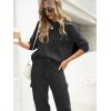 imageCaracilia Womens Two Piece Outfits Sweater Sets Long Sleeve Knit Tops Matching Cargo Jogger Pants 2025 Fall Lounge SetsBlack
