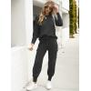 imageCaracilia Womens Two Piece Outfits Sweater Sets Long Sleeve Knit Tops Matching Cargo Jogger Pants 2025 Fall Lounge SetsBlack