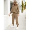 imageCaracilia Womens Two Piece Outfits Sweater Sets Long Sleeve Knit Tops Matching Cargo Jogger Pants 2025 Fall Lounge SetsDark Camel