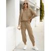 imageCaracilia Womens Two Piece Outfits Sweater Sets Long Sleeve Knit Tops Matching Cargo Jogger Pants 2025 Fall Lounge SetsDark Camel