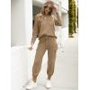 imageCaracilia Womens Two Piece Outfits Sweater Sets Long Sleeve Knit Tops Matching Cargo Jogger Pants 2025 Fall Lounge SetsDark Camel