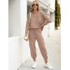 imageCaracilia Womens Two Piece Outfits Sweater Sets Long Sleeve Knit Tops Matching Cargo Jogger Pants 2025 Fall Lounge SetsDeep Apricot
