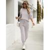 imageCaracilia Womens Two Piece Outfits Sweater Sets Long Sleeve Knit Tops Matching Cargo Jogger Pants 2025 Fall Lounge SetsGray