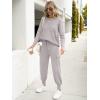 imageCaracilia Womens Two Piece Outfits Sweater Sets Long Sleeve Knit Tops Matching Cargo Jogger Pants 2025 Fall Lounge SetsGray