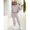 imageCaracilia Womens Two Piece Outfits Sweater Sets Long Sleeve Knit Tops Matching Cargo Jogger Pants 2025 Fall Lounge SetsGray
