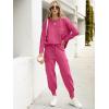 imageCaracilia Womens Two Piece Outfits Sweater Sets Long Sleeve Knit Tops Matching Cargo Jogger Pants 2025 Fall Lounge SetsHot Pink