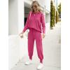imageCaracilia Womens Two Piece Outfits Sweater Sets Long Sleeve Knit Tops Matching Cargo Jogger Pants 2025 Fall Lounge SetsHot Pink