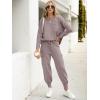 imageCaracilia Womens Two Piece Outfits Sweater Sets Long Sleeve Knit Tops Matching Cargo Jogger Pants 2025 Fall Lounge SetsKhaki