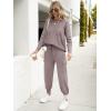 imageCaracilia Womens Two Piece Outfits Sweater Sets Long Sleeve Knit Tops Matching Cargo Jogger Pants 2025 Fall Lounge SetsKhaki