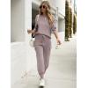 imageCaracilia Womens Two Piece Outfits Sweater Sets Long Sleeve Knit Tops Matching Cargo Jogger Pants 2025 Fall Lounge SetsKhaki