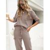 imageCaracilia Womens Two Piece Outfits Sweater Sets Long Sleeve Knit Tops Matching Cargo Jogger Pants 2025 Fall Lounge SetsLight Coffeegrey