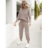 imageCaracilia Womens Two Piece Outfits Sweater Sets Long Sleeve Knit Tops Matching Cargo Jogger Pants 2025 Fall Lounge SetsLight Coffeegrey