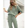 imageCaracilia Womens Two Piece Outfits Sweater Sets Long Sleeve Knit Tops Matching Cargo Jogger Pants 2025 Fall Lounge SetsMint