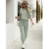 imageCaracilia Womens Two Piece Outfits Sweater Sets Long Sleeve Knit Tops Matching Cargo Jogger Pants 2025 Fall Lounge SetsMint