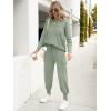 imageCaracilia Womens Two Piece Outfits Sweater Sets Long Sleeve Knit Tops Matching Cargo Jogger Pants 2025 Fall Lounge SetsMint