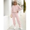 imageCaracilia Womens Two Piece Outfits Sweater Sets Long Sleeve Knit Tops Matching Cargo Jogger Pants 2025 Fall Lounge SetsPink