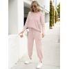 imageCaracilia Womens Two Piece Outfits Sweater Sets Long Sleeve Knit Tops Matching Cargo Jogger Pants 2025 Fall Lounge SetsPink