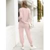 imageCaracilia Womens Two Piece Outfits Sweater Sets Long Sleeve Knit Tops Matching Cargo Jogger Pants 2025 Fall Lounge SetsPink