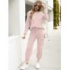 imageCaracilia Womens Two Piece Outfits Sweater Sets Long Sleeve Knit Tops Matching Cargo Jogger Pants 2025 Fall Lounge SetsPink