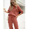 imageCaracilia Womens Two Piece Outfits Sweater Sets Long Sleeve Knit Tops Matching Cargo Jogger Pants 2025 Fall Lounge SetsRust