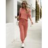 imageCaracilia Womens Two Piece Outfits Sweater Sets Long Sleeve Knit Tops Matching Cargo Jogger Pants 2025 Fall Lounge SetsRust