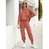 imageCaracilia Womens Two Piece Outfits Sweater Sets Long Sleeve Knit Tops Matching Cargo Jogger Pants 2025 Fall Lounge SetsRust