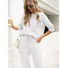 imageCaracilia Womens Two Piece Outfits Sweater Sets Long Sleeve Knit Tops Matching Cargo Jogger Pants 2025 Fall Lounge SetsWhite