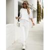 imageCaracilia Womens Two Piece Outfits Sweater Sets Long Sleeve Knit Tops Matching Cargo Jogger Pants 2025 Fall Lounge SetsWhite