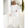 imageCaracilia Womens Two Piece Outfits Sweater Sets Long Sleeve Knit Tops Matching Cargo Jogger Pants 2025 Fall Lounge SetsWhite