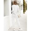 imageCaracilia Womens Two Piece Outfits Sweater Sets Long Sleeve Knit Tops Matching Cargo Jogger Pants 2025 Fall Lounge SetsWhite
