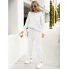 imageCaracilia Womens Two Piece Outfits Sweater Sets Long Sleeve Knit Tops Matching Cargo Jogger Pants 2025 Fall Lounge SetsWhite