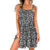 imageCaracilia Sundress for Women 2025 Summer Casual Travel Vacation Beach Cover Ups Floral Spaghetti Strap Flowy Cute Mini DressBlack Flower