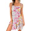 imageCaracilia Sundress for Women 2025 Summer Casual Travel Vacation Beach Cover Ups Floral Spaghetti Strap Flowy Cute Mini DressMulticolour Floral