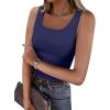 imageCaracilia Tank Top for Women Summer Square Neck Sleeveless Ribbed Fitted Crop Tops 2025 Basic Workout OutfitsNavy Blue