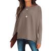 imageCaracilia Women Boat Neck Batwing Long Sleeve 2024 Fall Oversized Ribbed Knit Pullover Sweaters Baggy Jumper Tunic TopsBrown