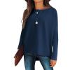 imageCaracilia Women Boat Neck Batwing Long Sleeve 2024 Fall Oversized Ribbed Knit Pullover Sweaters Baggy Jumper Tunic TopsDark Blue