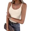 imageCaracilia Women Racerback Tank Tops 2025 Summer Sleeveless V Neck Camisole Slim Fit Basic Camis Workout ClothesApricot