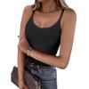 imageCaracilia Women Racerback Tank Tops 2025 Summer Sleeveless V Neck Camisole Slim Fit Basic Camis Workout ClothesBlack
