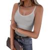 imageCaracilia Women Racerback Tank Tops 2025 Summer Sleeveless V Neck Camisole Slim Fit Basic Camis Workout ClothesDark Grey