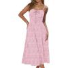 imageCaracilia Women Summer Floral Corset Midi Sundress Casual Spaghetti Strap Beach Vacation Wedding Guest Milkmaid Dress PocketsPink Floral